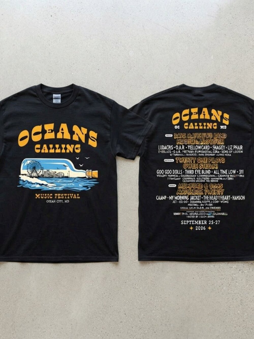 Oceans Calling Music Festival 2026 Ocean City MD Lineup Black T-Shirt S-4XL